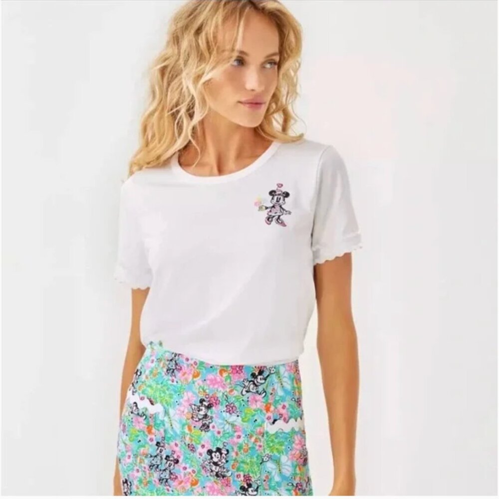 NWT Lilly Pulitzer Lilly Hearts Disney Clairmont Trimmed Knit Top Size Small